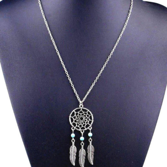 DREAM CATCHER Necklace Turquoise Pendant Feathers - Picture 2 of 3